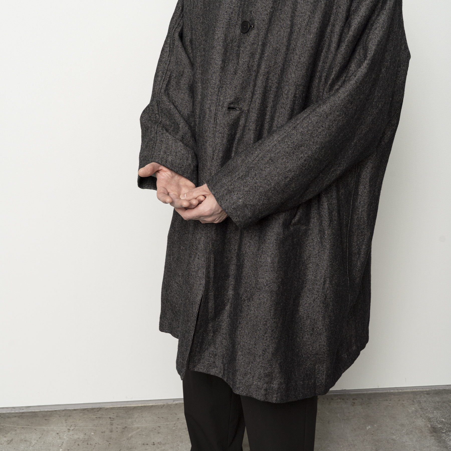 [STILL BY HAND] CO01263OS- Linen mixed wool coat BLACK 사이즈없음