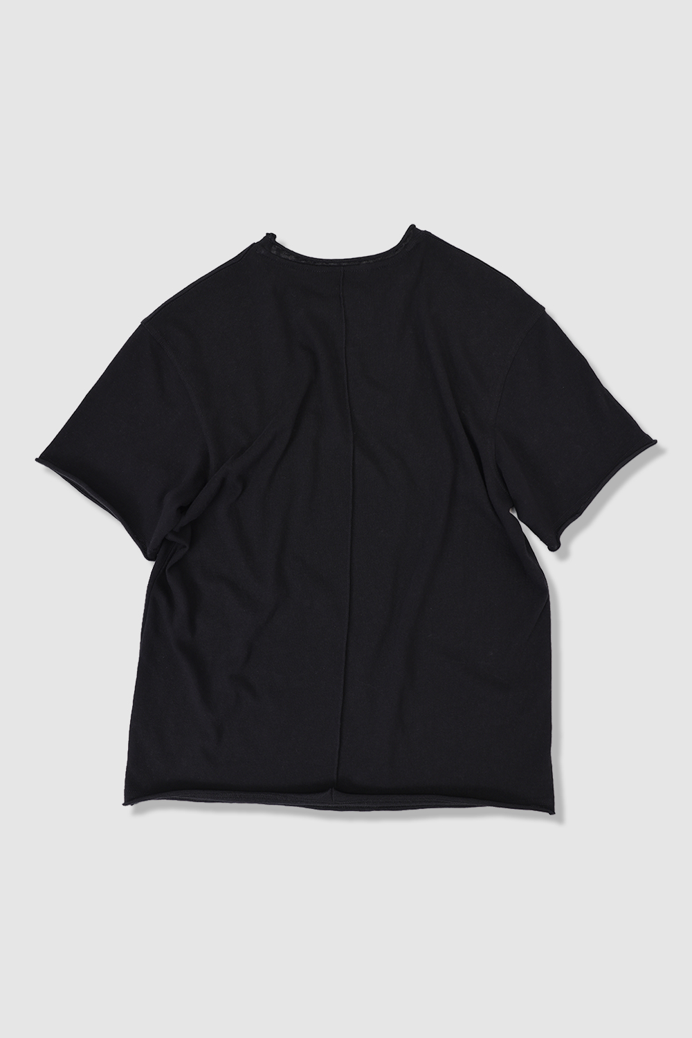 [ANYTIME LOREAK] YUCCA RAW-EDGE HALF KNIT - BLACK