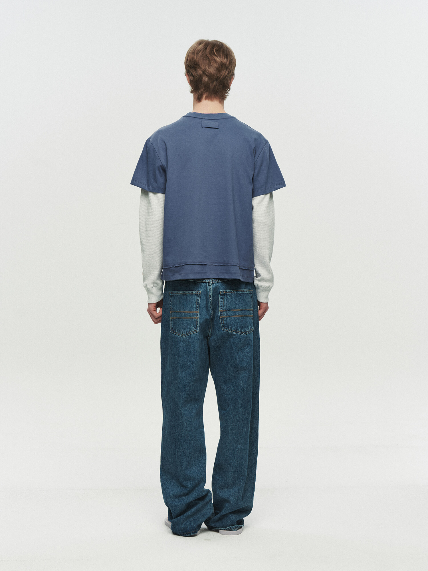[HEUTE] CORE LAYER WAFFLE TEE (BLUE)