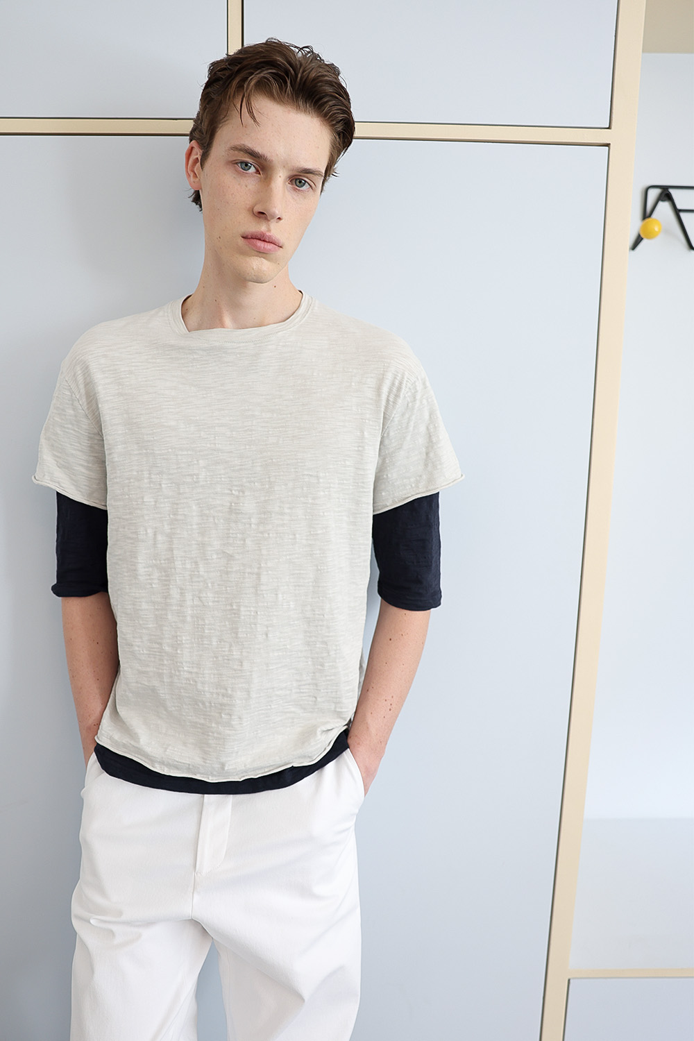 [ANYTIME LOREAK] FADE SLUB HALF T-SHIRT - OATMEAL