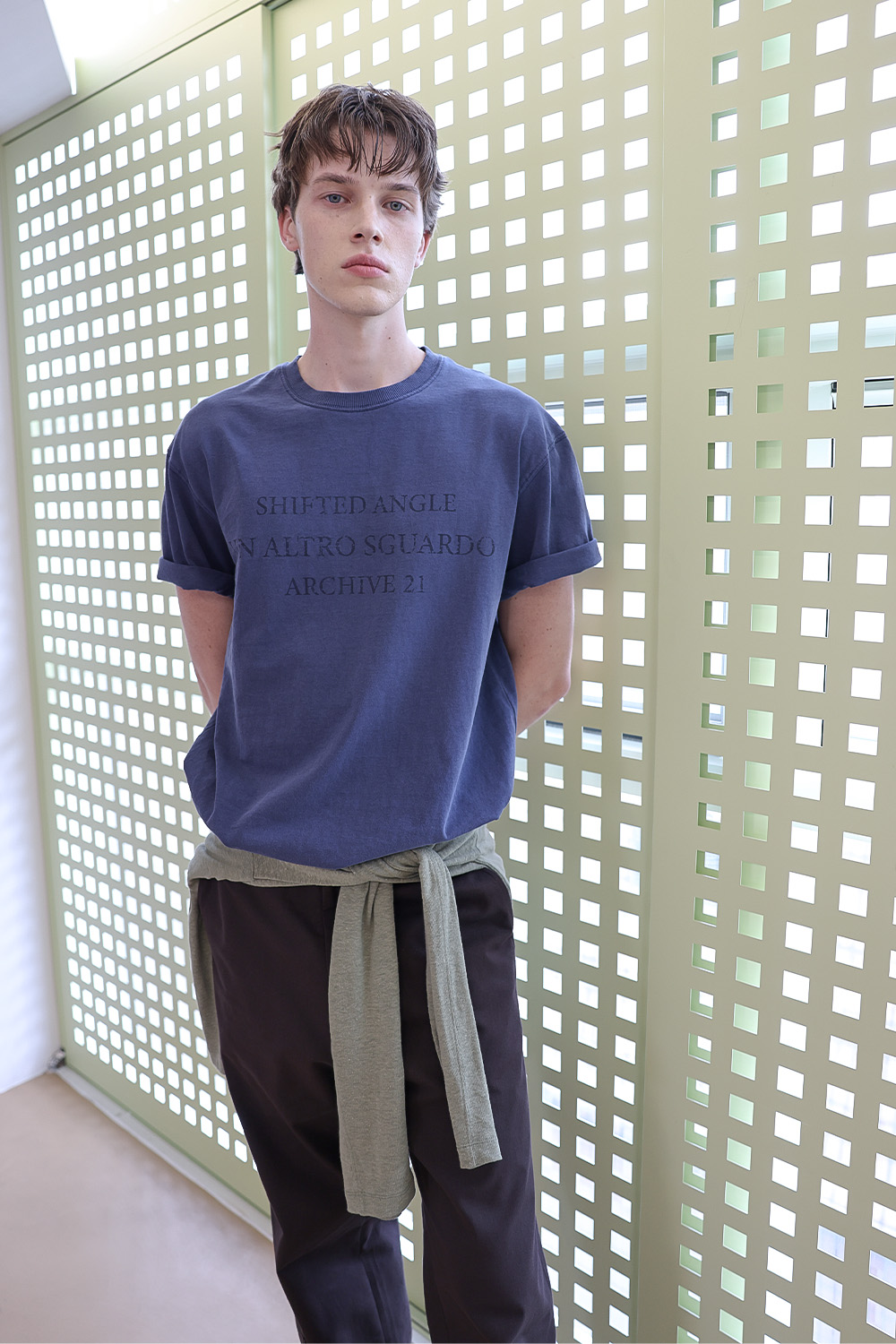 [ANYTIME LOREAK] SEDUM WASHED HALF T-SHIRT - VINTAGE BLUE