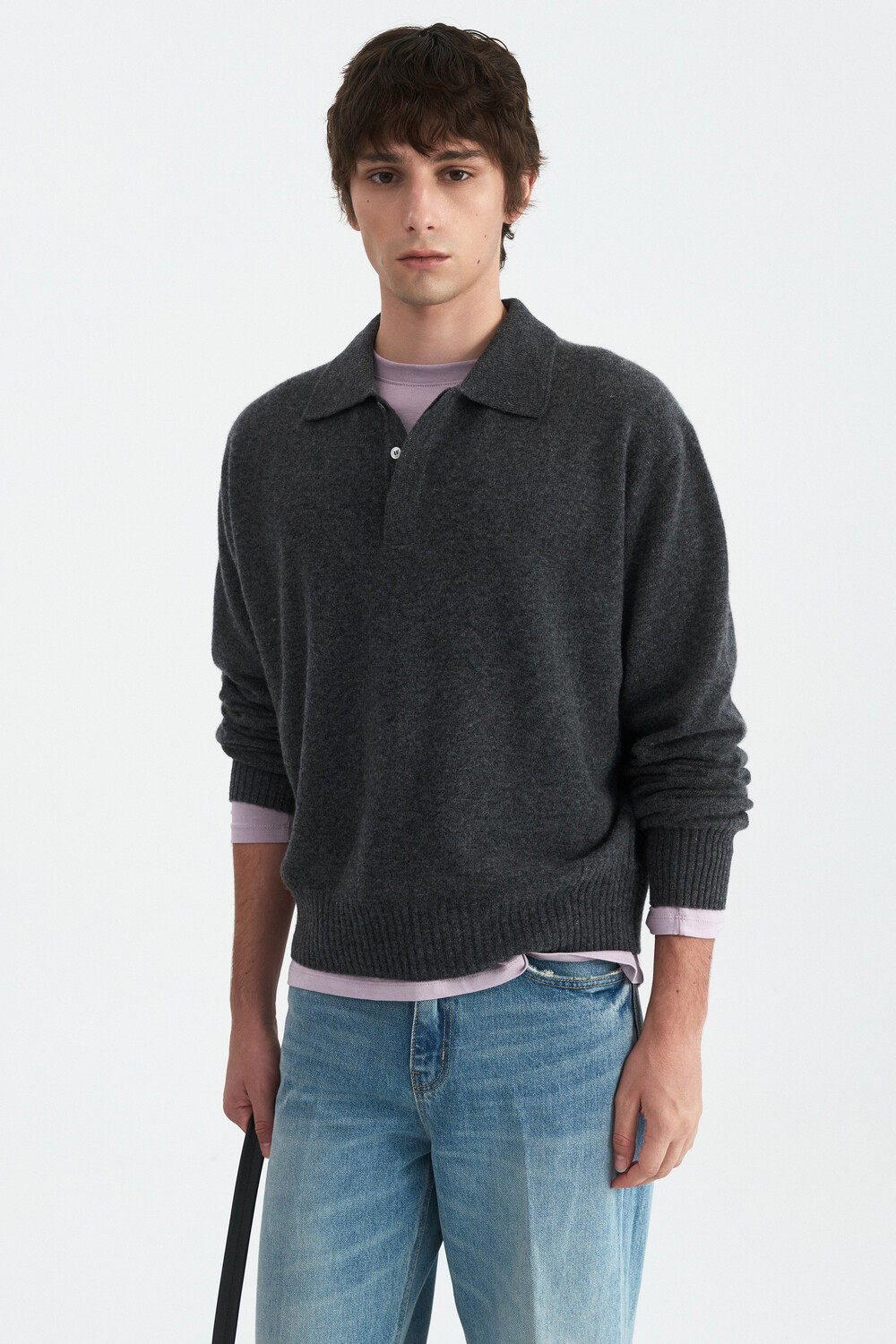 [WINDER] MODAL BLEND JERSEY TOP -MUTED LAVENDER