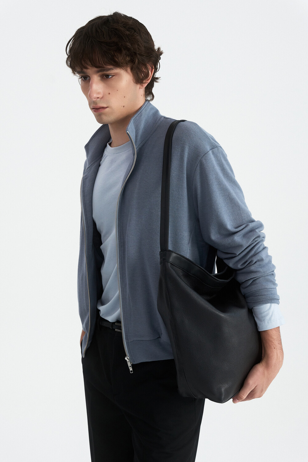 [WINDER] WOOL JERSEY TRACK JACKET - DUSTY BLUE