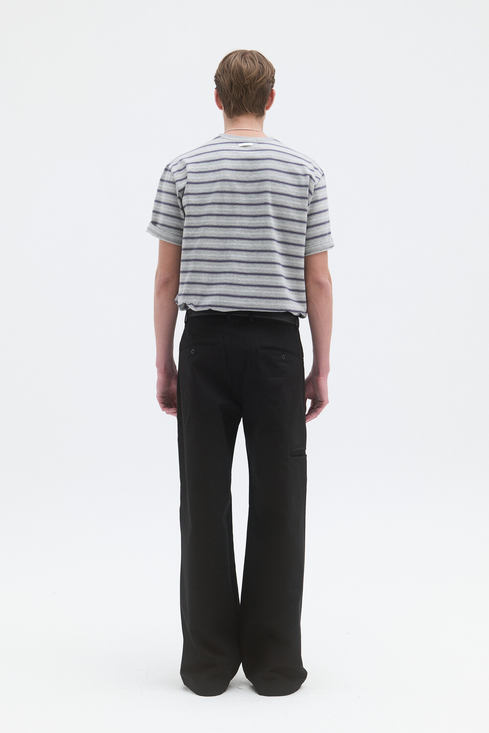 [WINDER] STRIPED COTTON TOP - BLUE / MELANGE