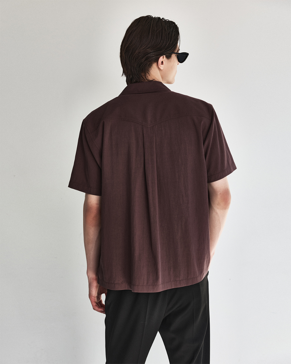 [kineto] Éclat Snap Open Collar Shirt_Plum