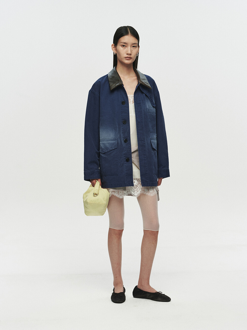[HEUTE] CONTRAST COLLAR FIELD JACKET (NAVY)