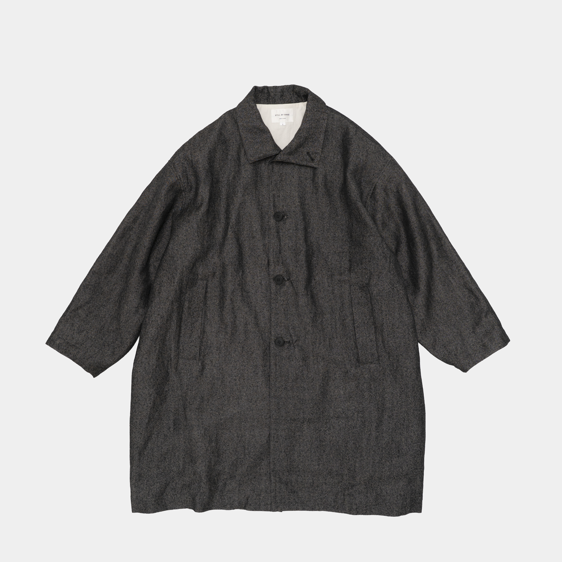 [STILL BY HAND] CO01263OS- Linen mixed wool coat BLACK 사이즈없음