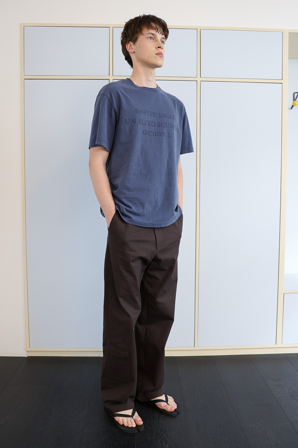 [ANYTIME LOREAK] SEDUM WASHED HALF T-SHIRT - VINTAGE BLUE