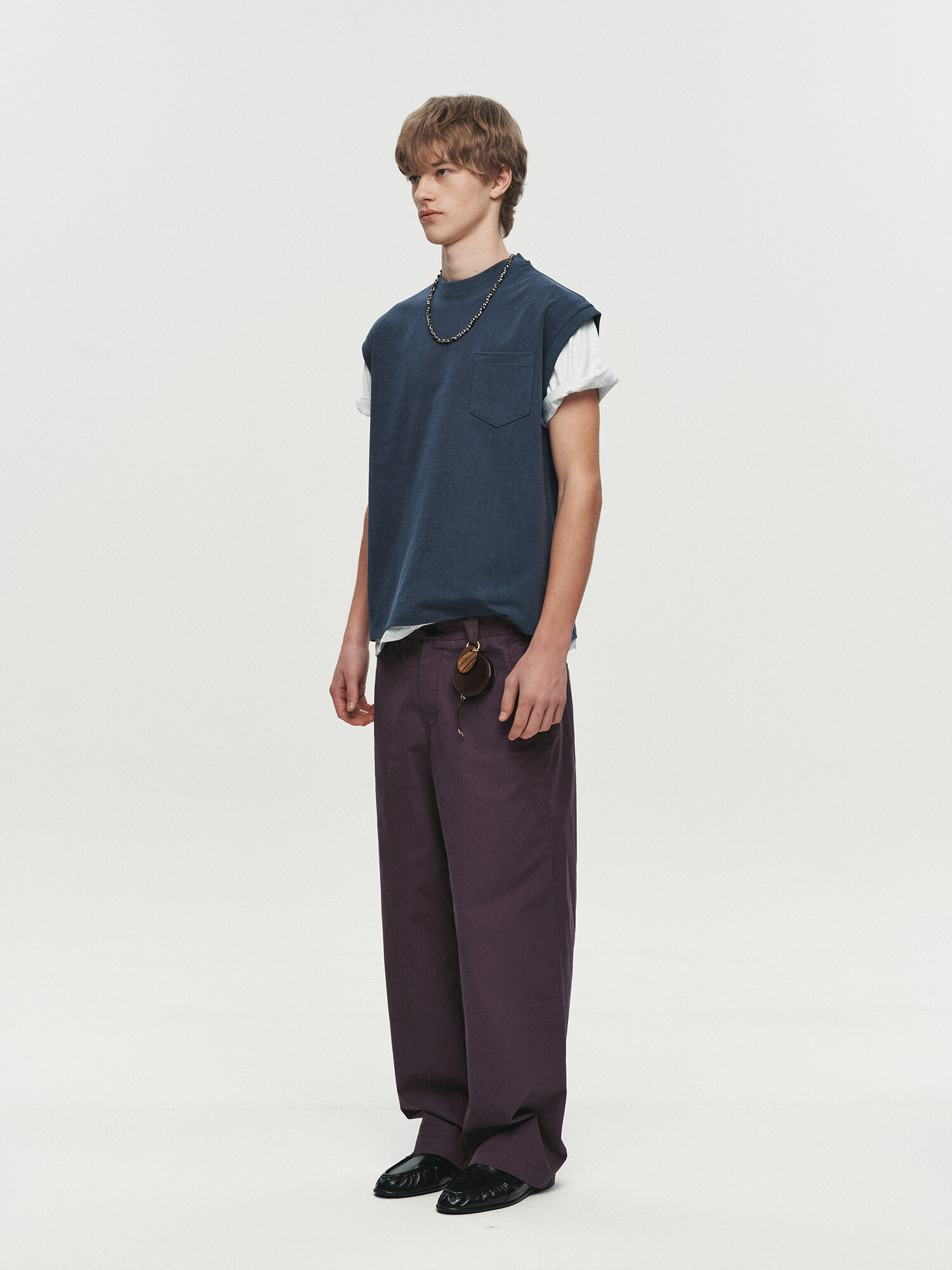 [HEUTE] CURVE LINE WIDE PANTS (PURPLE)