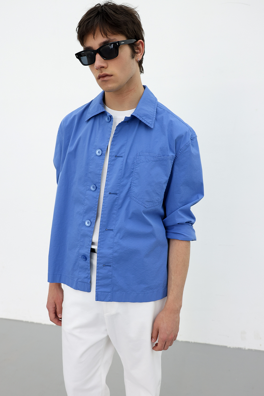 [ANYTIME LOREAK] AIRY WASHED SHIRT - BLUE