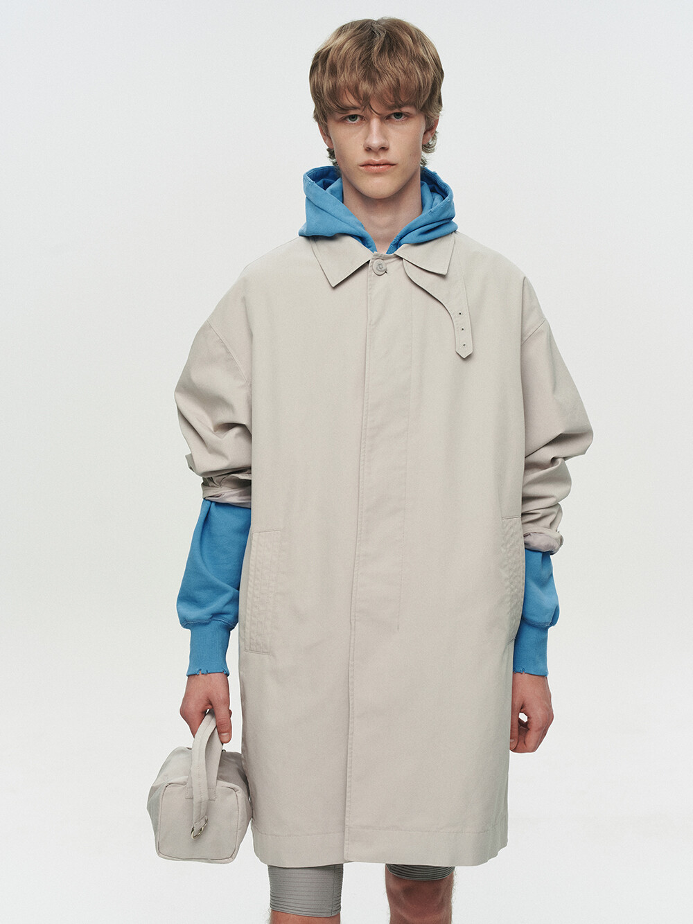 [HEUTE] ORNAMENT BUTTON MAC COAT (GREY)