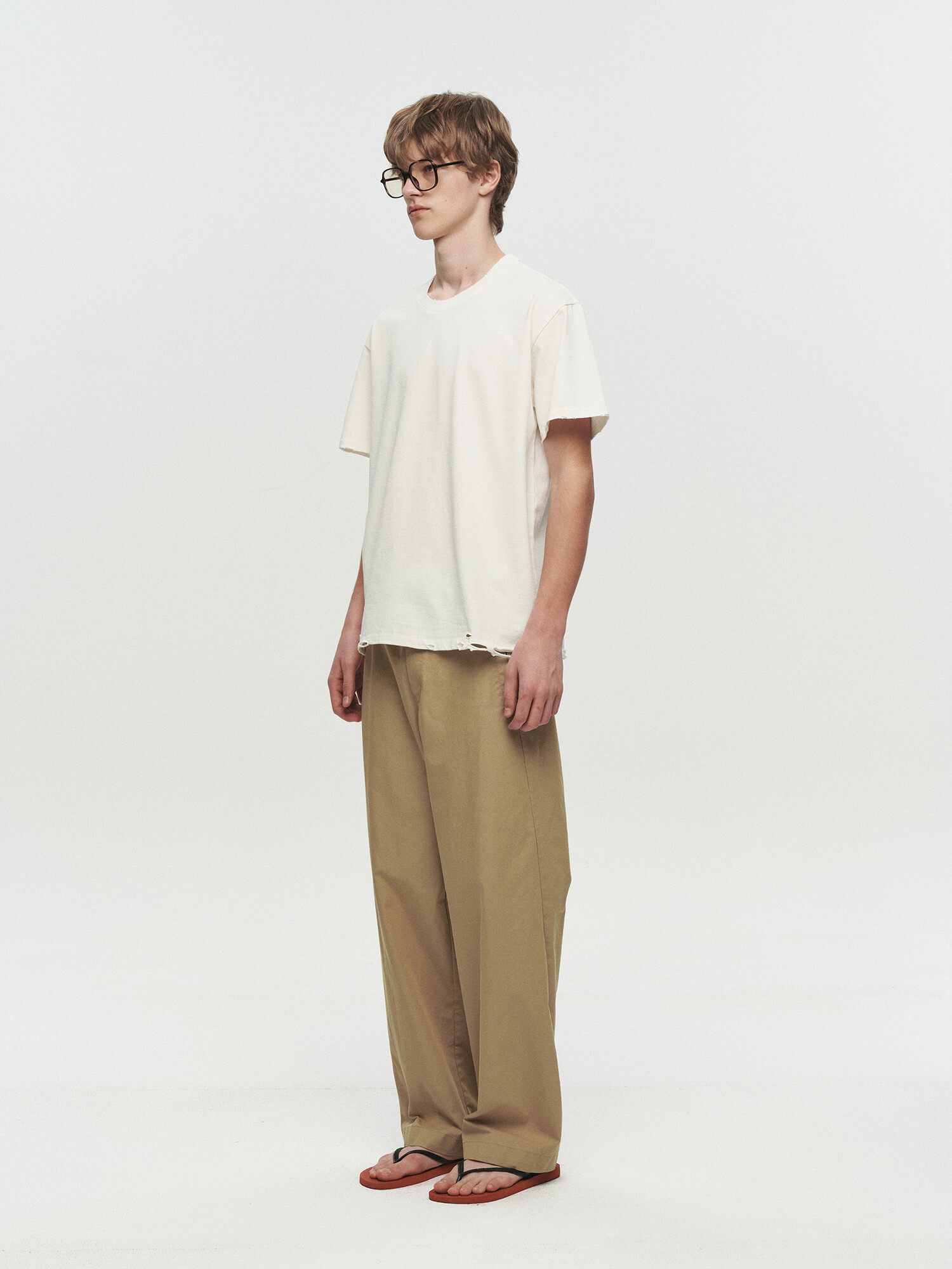 [HEUTE] CURVE LINE WIDE PANTS (BEIGE)