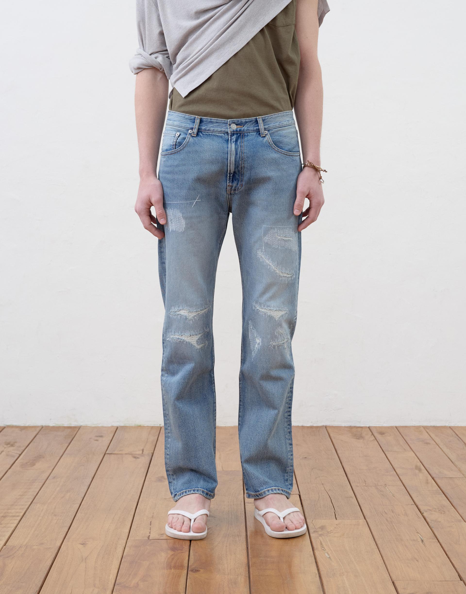 [MOOMYUNG] 60'S DISTRESSED STRAIGHT DENIM