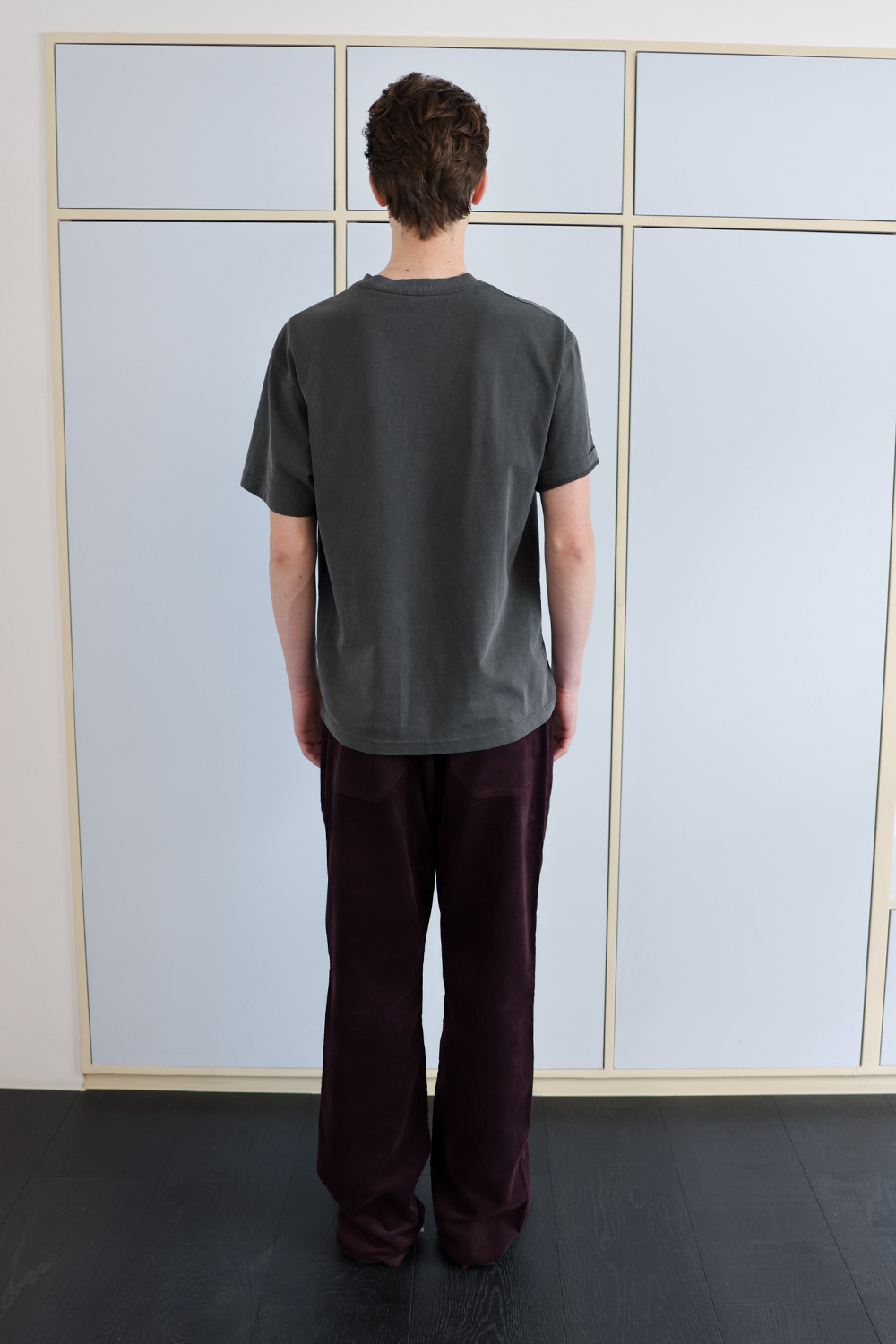 [ANYTIME LOREAK] TRACE WASHED HALF T-SHIRT - CHARCOAL