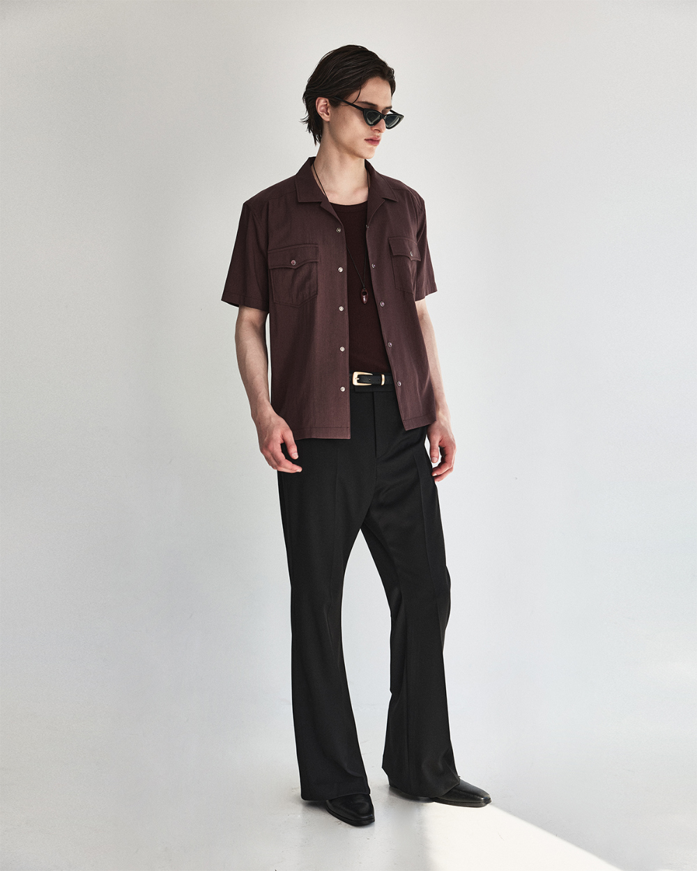 [kineto] Lustre Relaxed Wool Flare Pants_Black