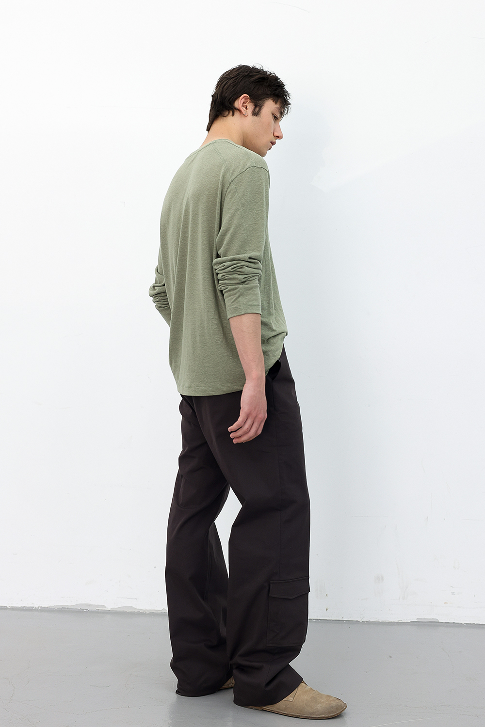 [ANYTIME LOREAK] CAMELLIA LAYERED TEE - KHAKI/BLACK