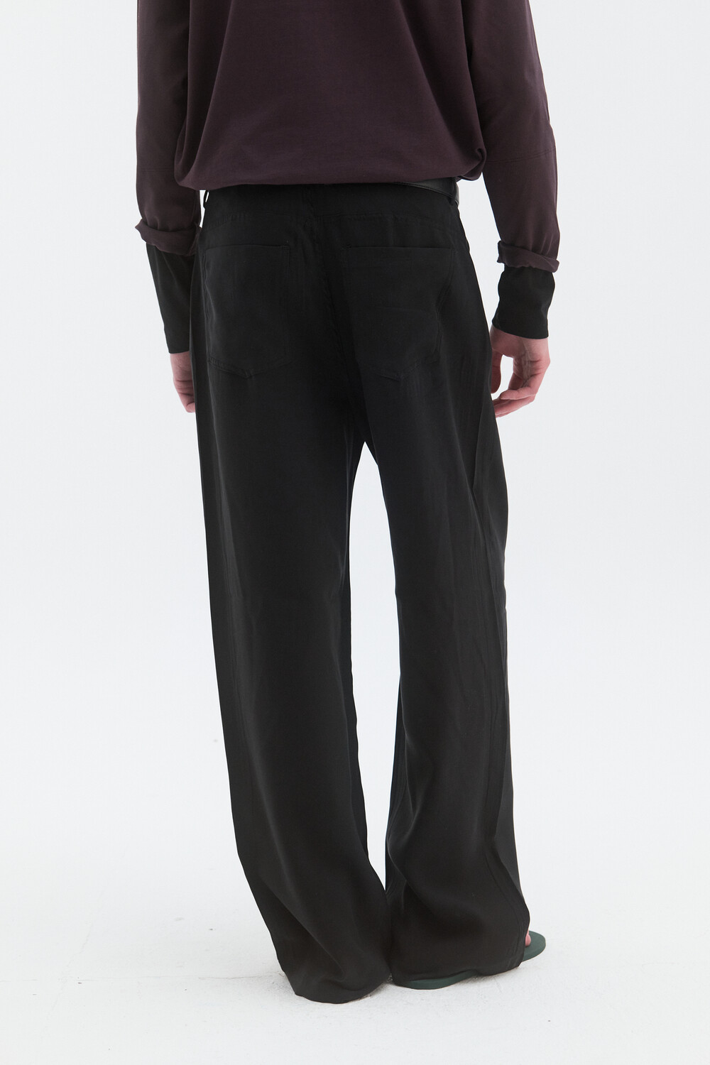 [WINDER] LAYERED SLEEVE JERSEY TOP - DARK PLUM / BLACK