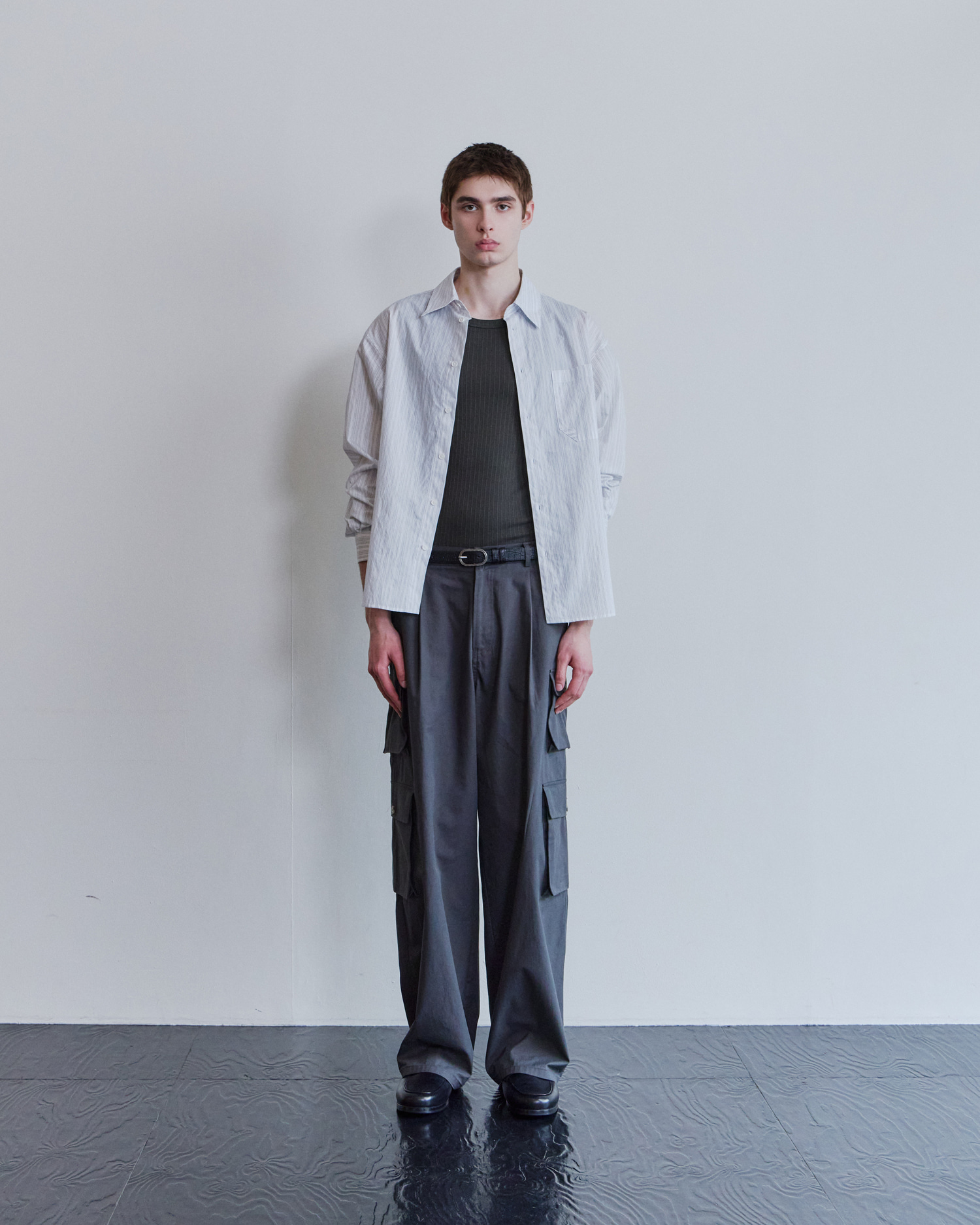 [WAVINESS] Origami Stripe Shirts - White