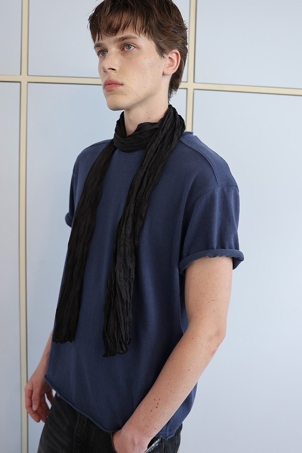 [ANYTIME LOREAK] AGAVE WRINKLE SCARF - BLACK