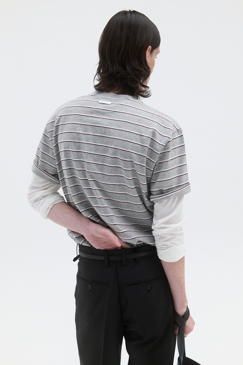 [WINDER] STRIPED COTTON TOP - BROWN / MELANGE