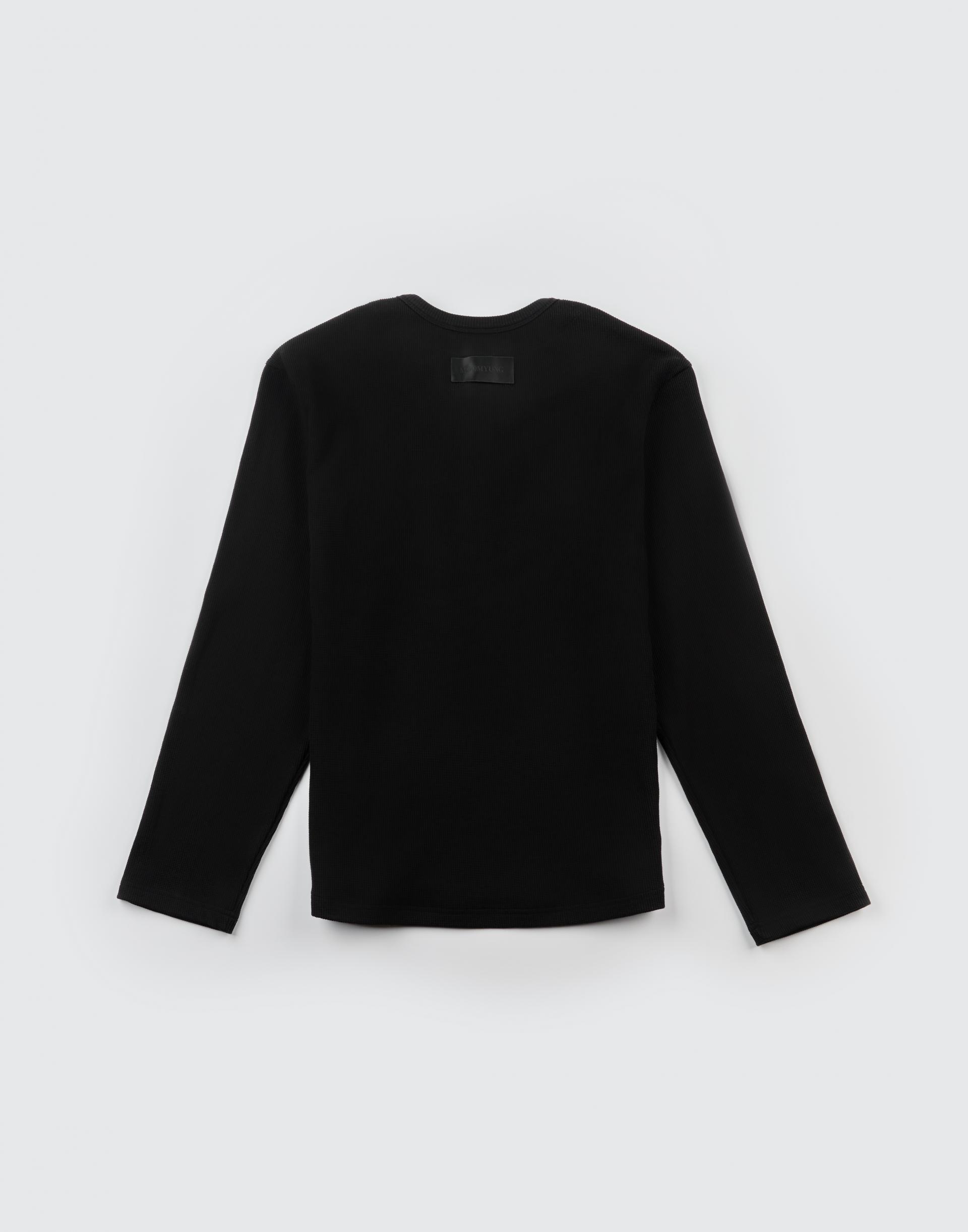 [MOOMYUNG] LAYERED HENLEY NECK LONG SLEEVE (BLACK)