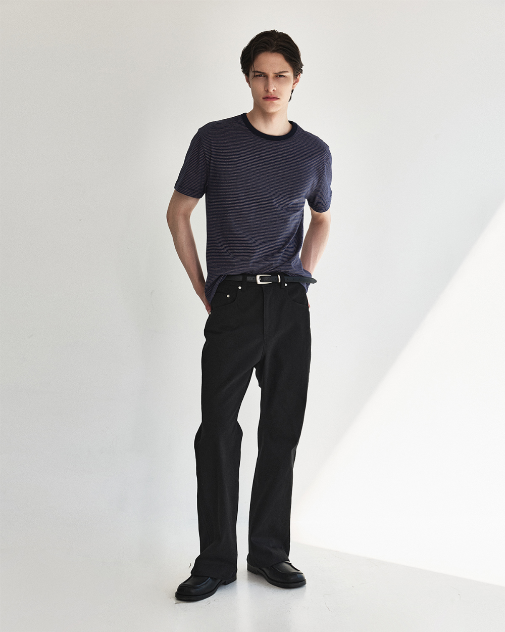 [kineto] Blend Stripe Cotton T-Shirt_Multi Purple