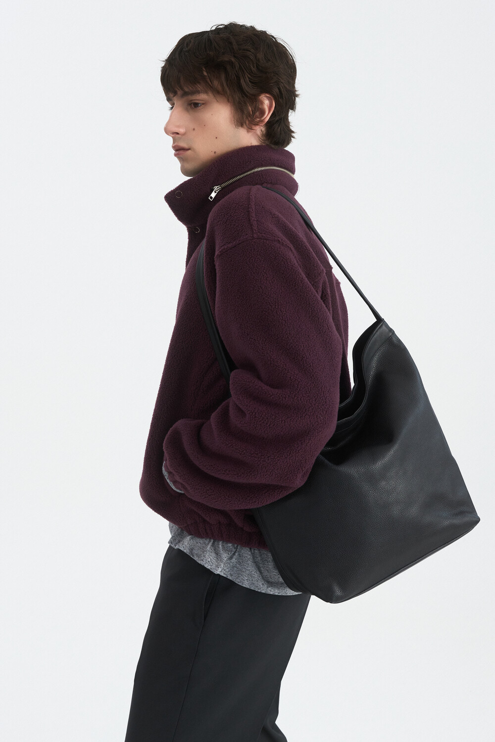 [WINDER] RING SNAP FLEECE PULL OVER - PLUM