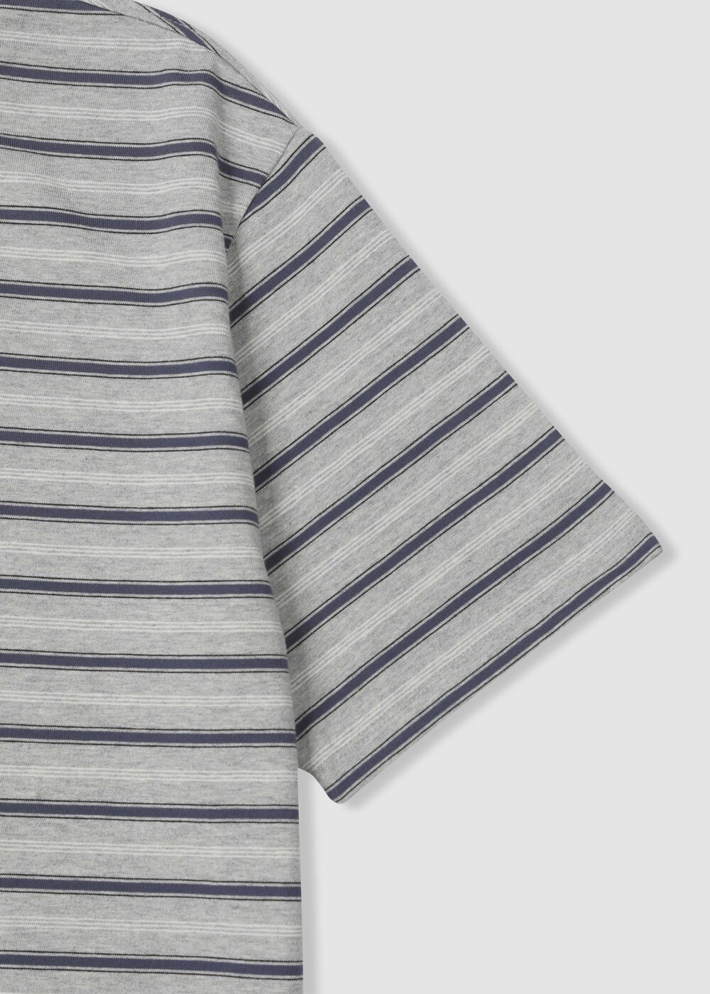 [WINDER] STRIPED COTTON TOP - BLUE / MELANGE