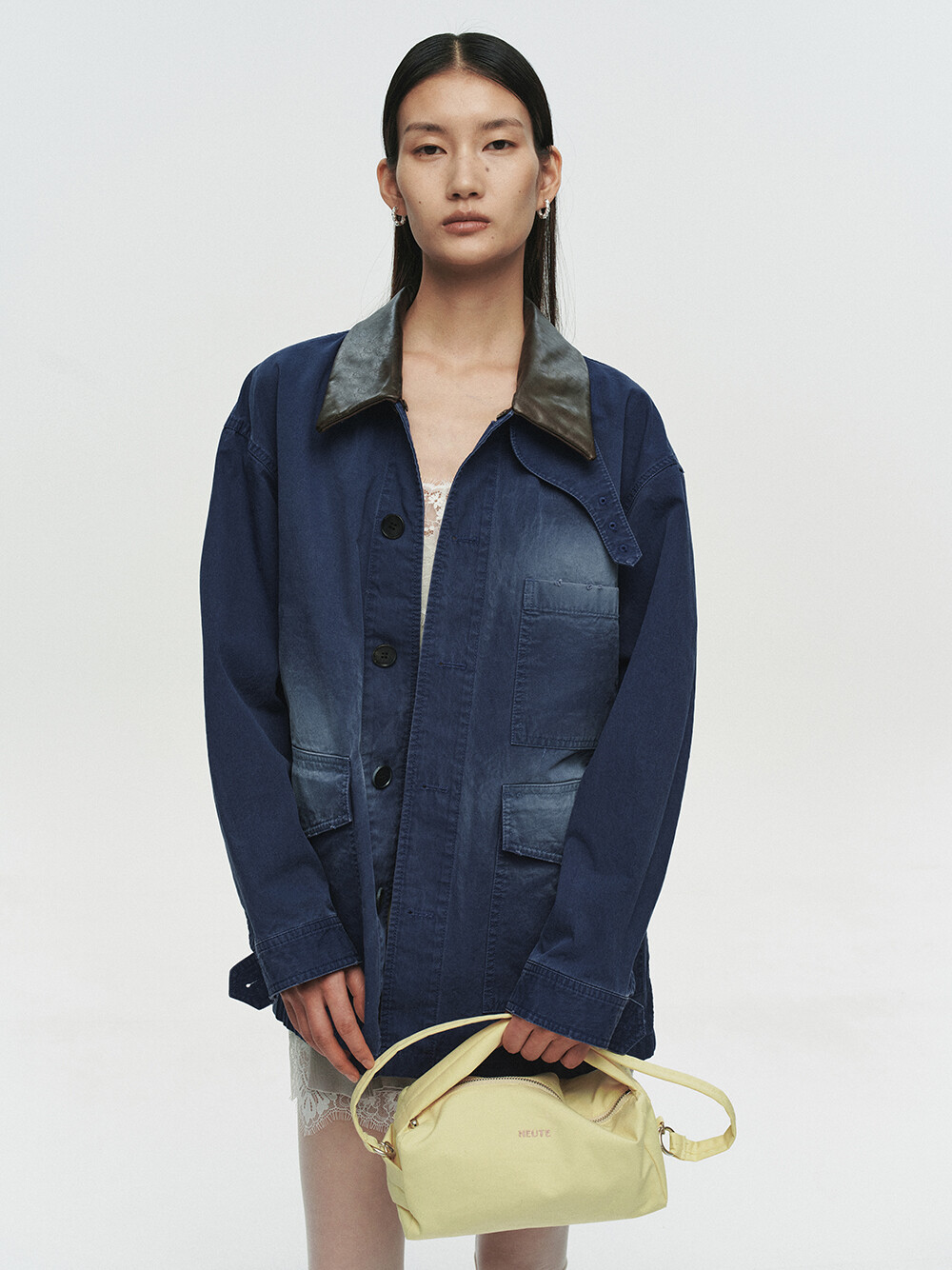 [HEUTE] CONTRAST COLLAR FIELD JACKET (NAVY)