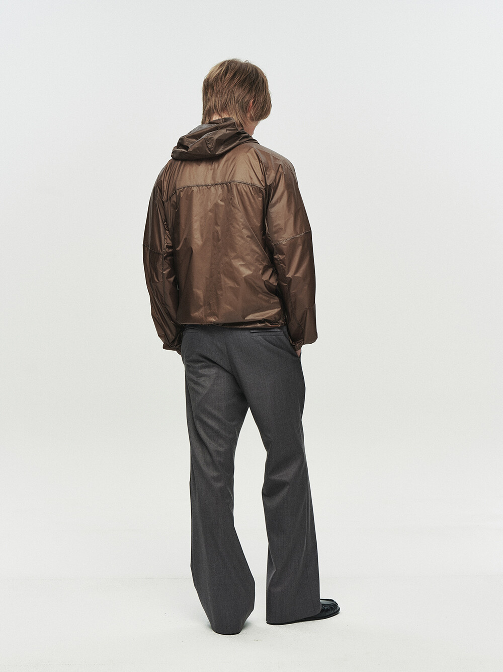 [HEUTE] KADE SHEER HOODED JACKET (BROWN)