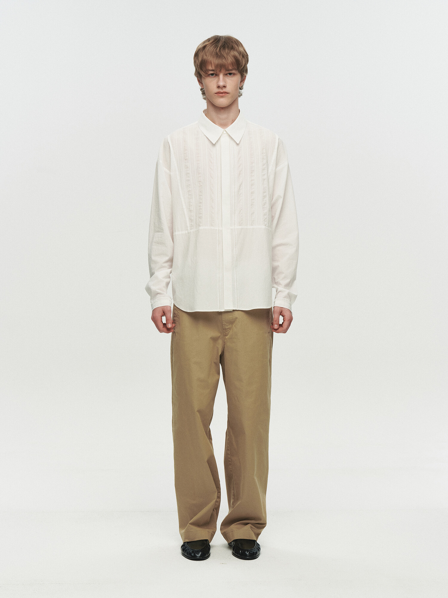 [HEUTE] CURVE LINE WIDE PANTS (BEIGE)