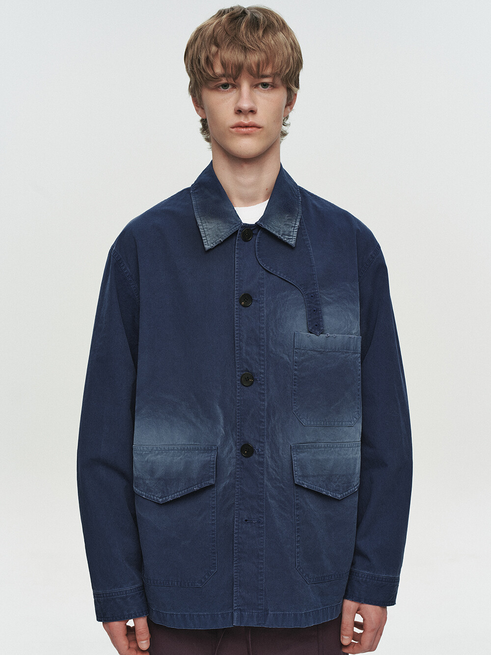 [HEUTE] CONTRAST COLLAR FIELD JACKET (NAVY)