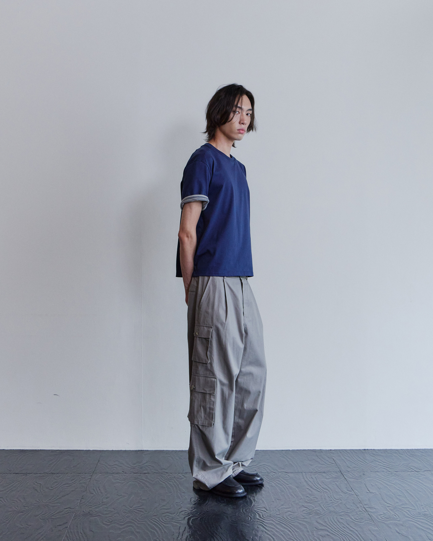 [WAVINESS] Stripe Layered T-shirts - Navy