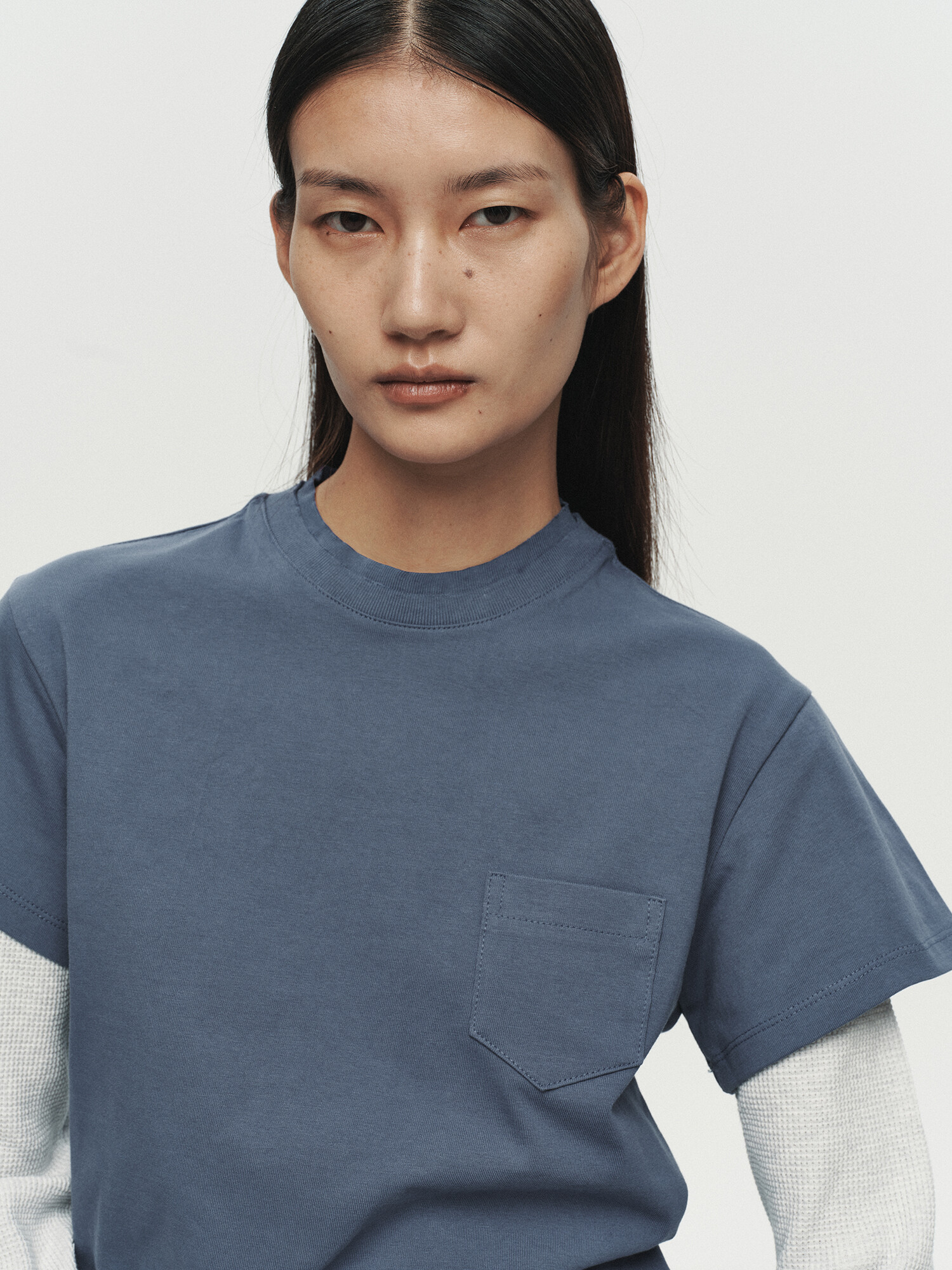 [HEUTE] CORE LAYER WAFFLE TEE (BLUE)