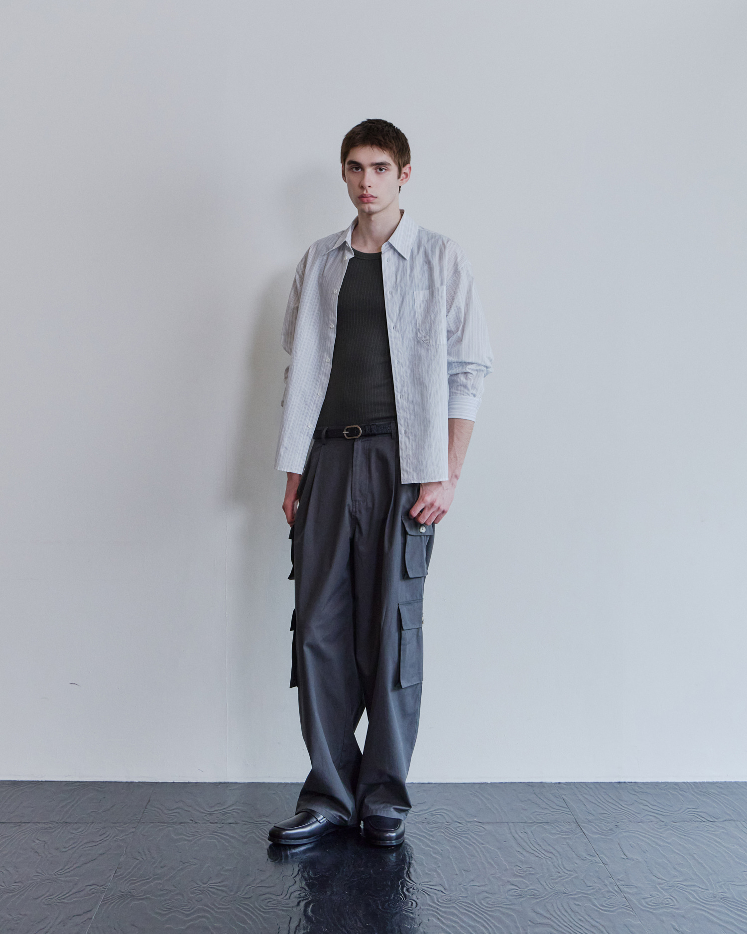 [WAVINESS] Origami Stripe Shirts - White