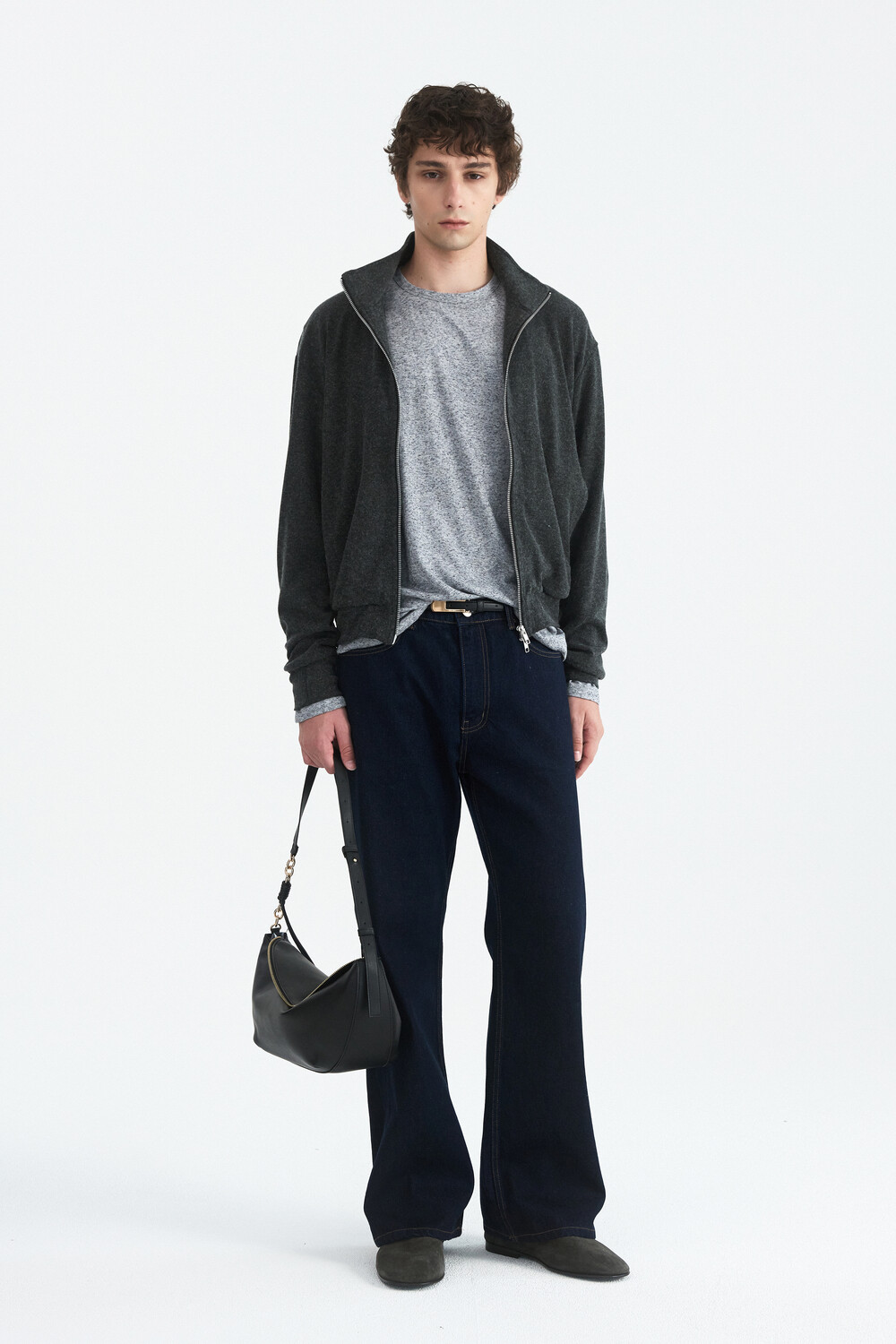 [WINDER] WOOL JERSEY TRACK JACKET - CHARCOAL