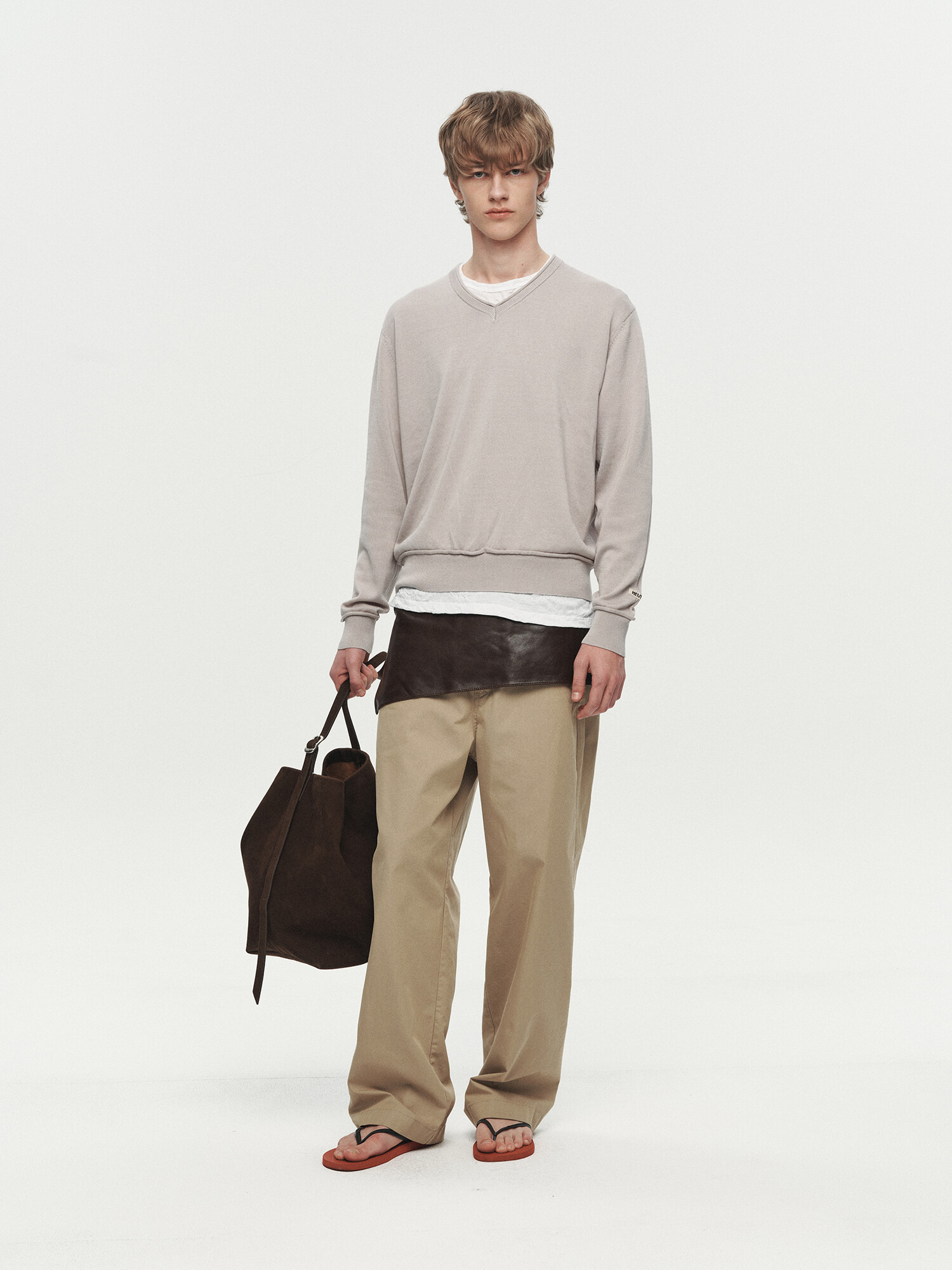 [HEUTE] CURVE LINE WIDE PANTS (BEIGE)