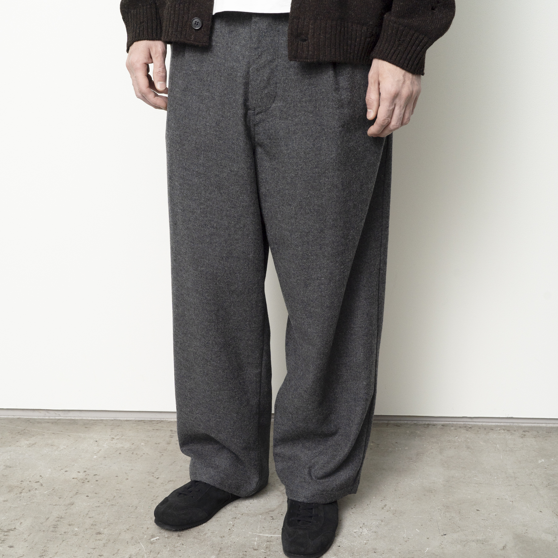 [STILL BY HAND] PT08263OS- W/N wide pants DARK BROWN
