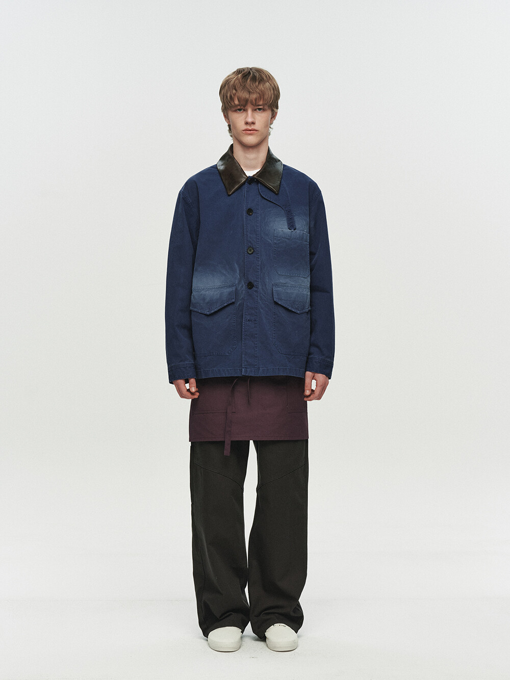 [HEUTE] CONTRAST COLLAR FIELD JACKET (NAVY)