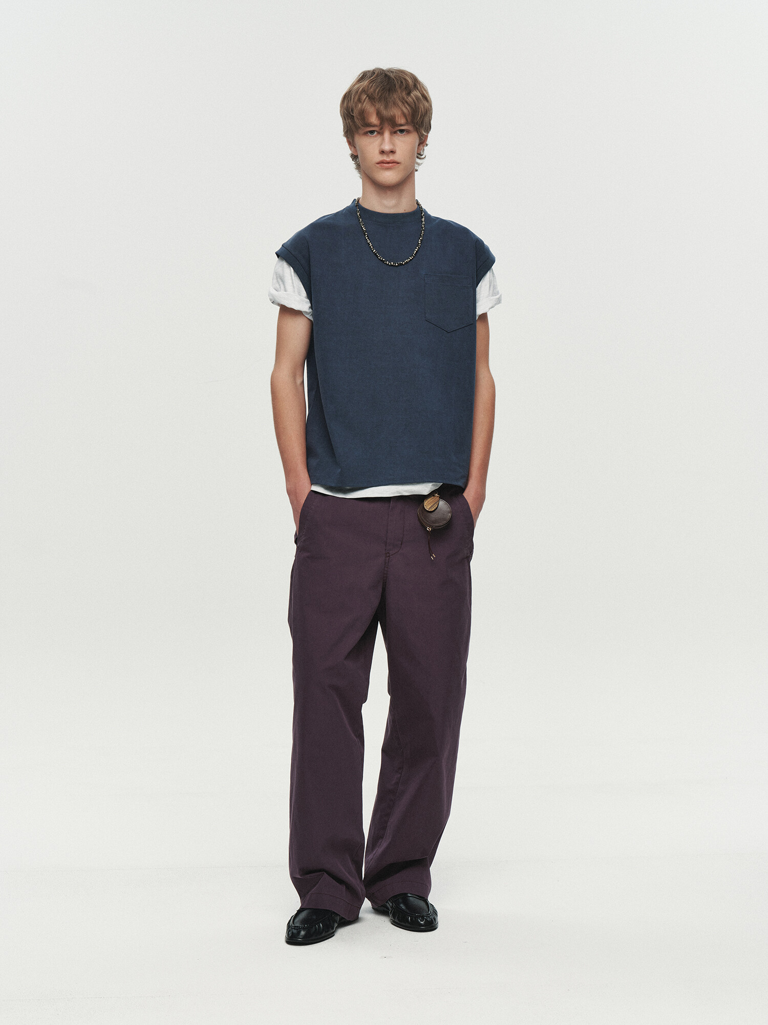 [HEUTE] CURVE LINE WIDE PANTS (PURPLE)
