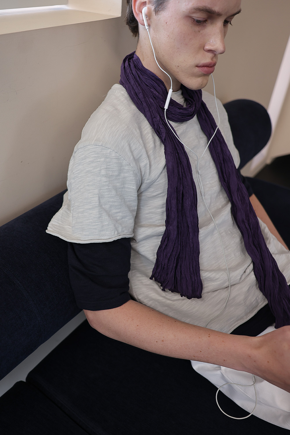 [ANYTIME LOREAK] AGAVE WRINKLE SCARF - PURPLE