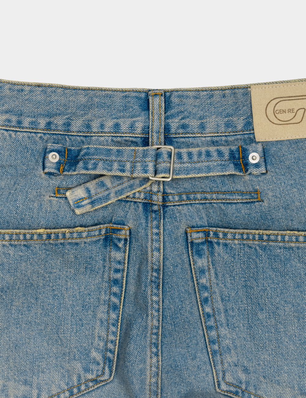 [GEN:RE] Contour Semi Flare Denim Pants Light Blue