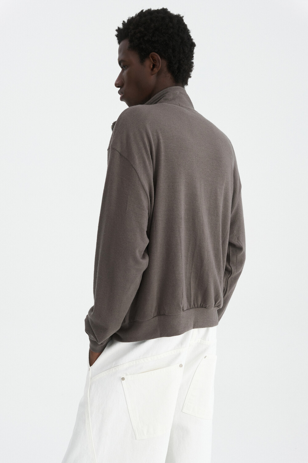 [WINDER] WOOL JERSEY TRACK JACKET - TAUPE