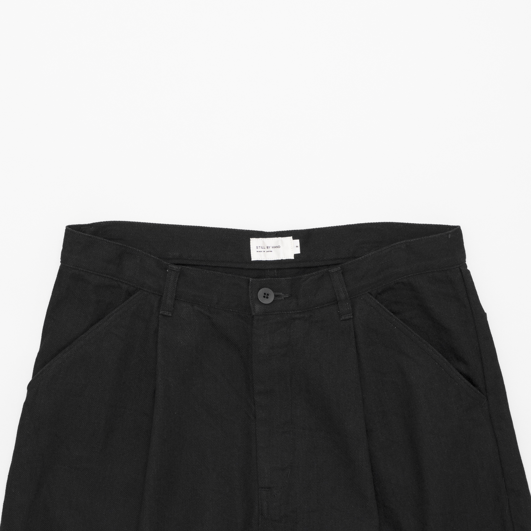 [STILL BY HAND] DN01263OS- 12oz denim deep tuck pants BLACK