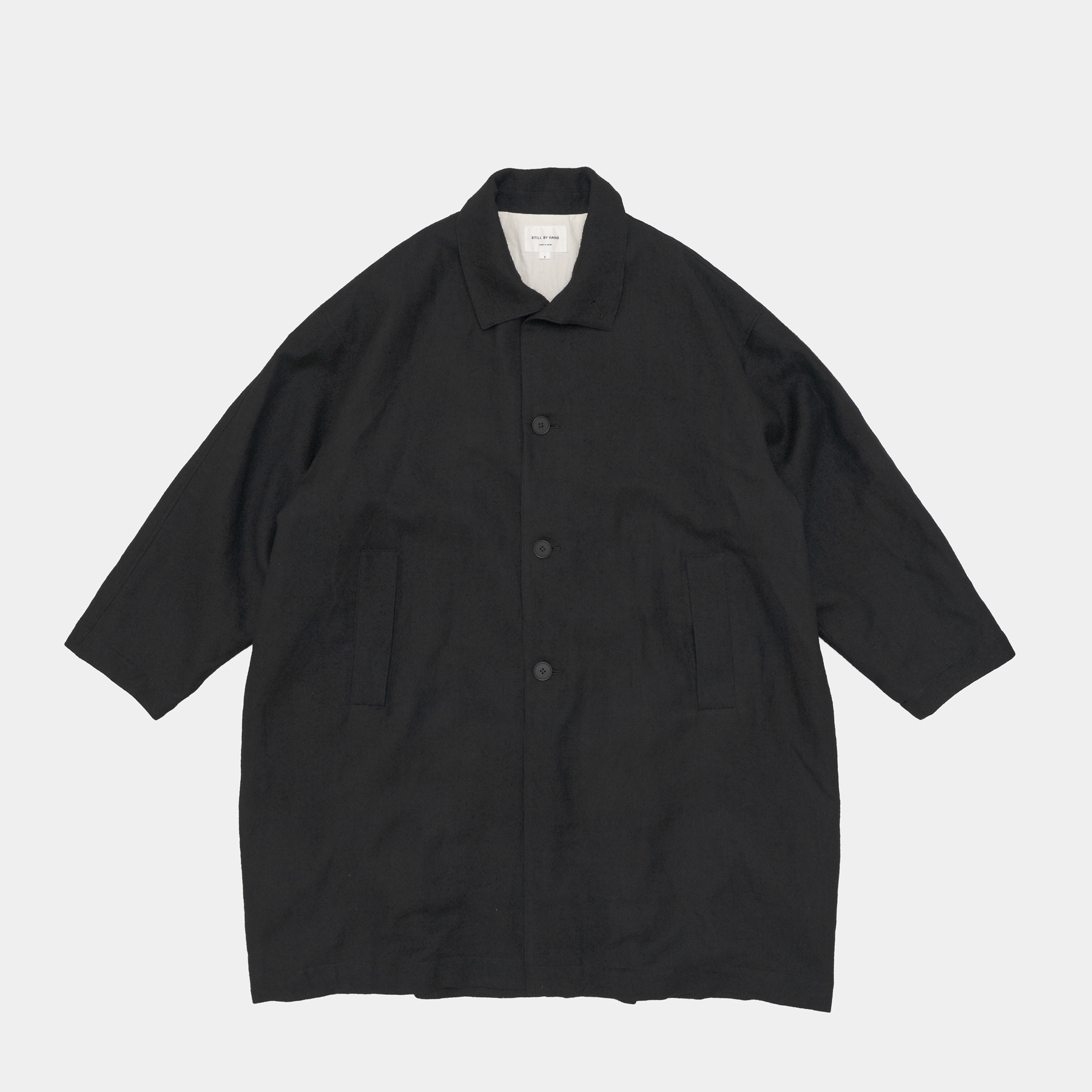 [STILL BY HAND] CO01263OS- Linen mixed wool coat BLACK 사이즈없음