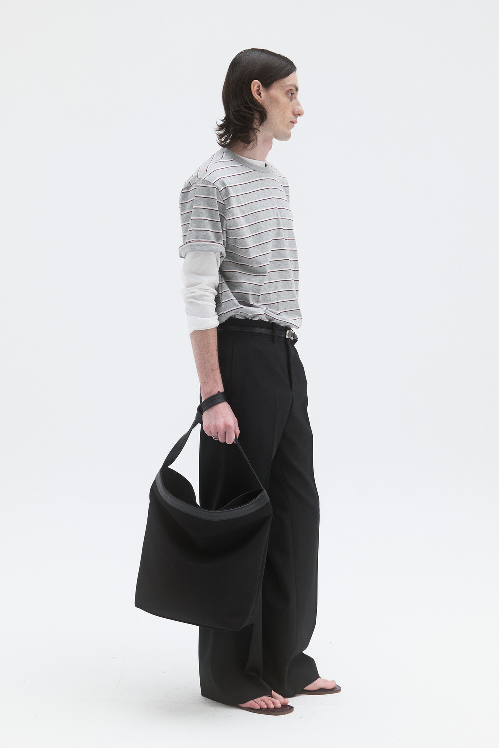 [WINDER] STRIPED COTTON TOP - BROWN / MELANGE