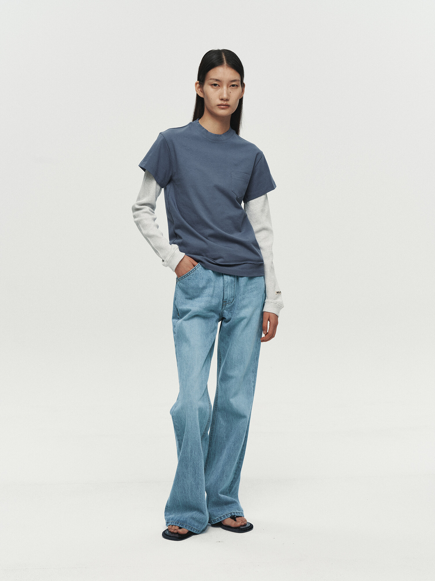[HEUTE] CORE LAYER WAFFLE TEE (BLUE)
