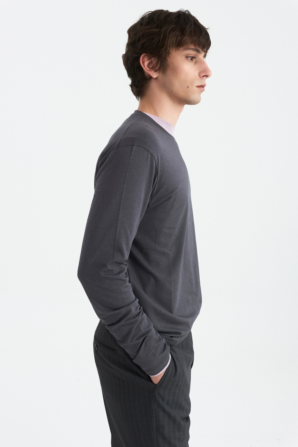 [WINDER] MODAL BLEND JERSEY TOP - DARK GREY