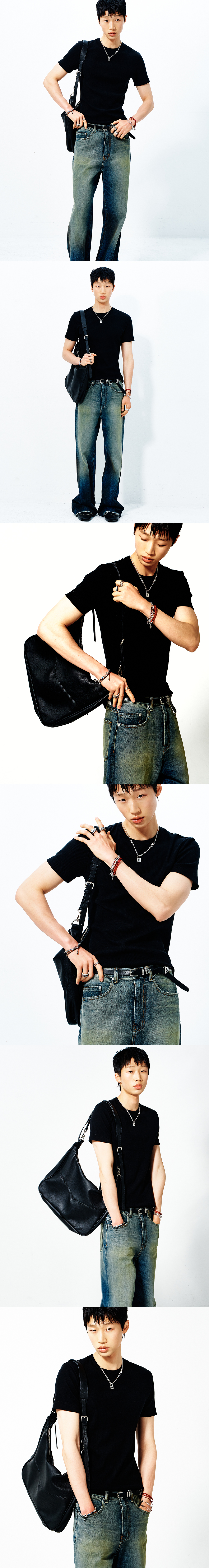 [HALEINE] SLIM RIBBED CREW NECK T-SHIRT BLACK (XT201)