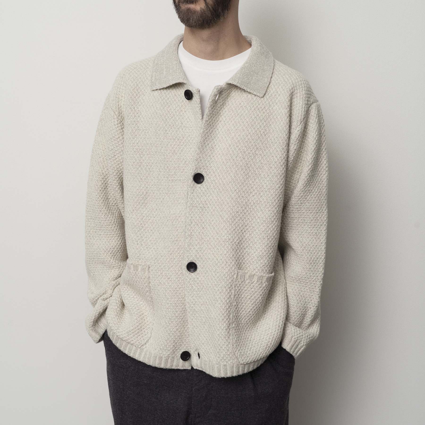 [STILL BY HAND] KN05263OS - 5G knitted blouson BROWN CHARCOAL 사이즈없음